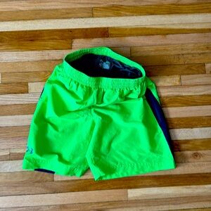 Under Armour small bright  green lined running shorts sz small